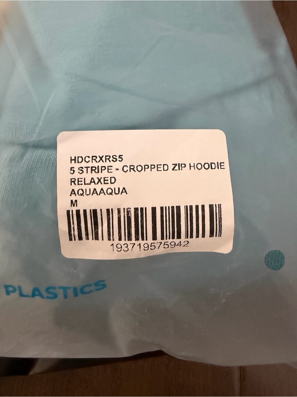 Aviator Nation 5 Stripe Cropped Full-zip Hoodie in Aqua - NWT - Picture 5 of 5
